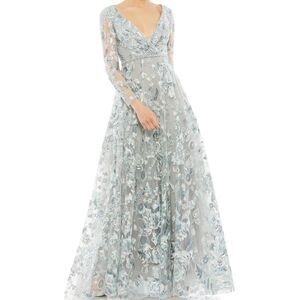 NWT Mac Duggal 67869 Embellished V Neck Illusion Long Sleeve A Line Gown Size 20